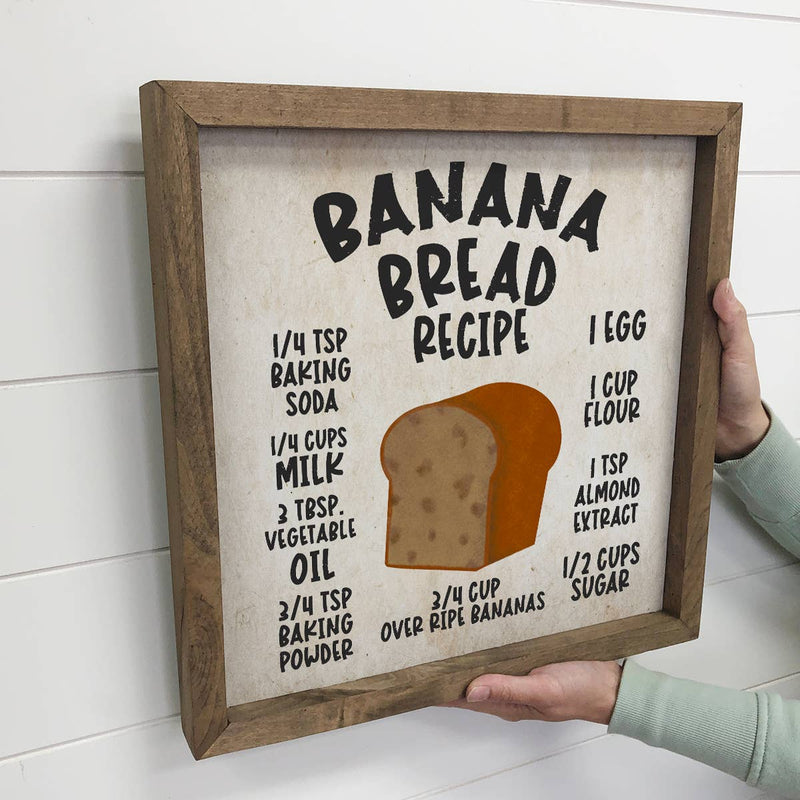 Banana Bread Recipe Small Kitchen Home Decor Sign