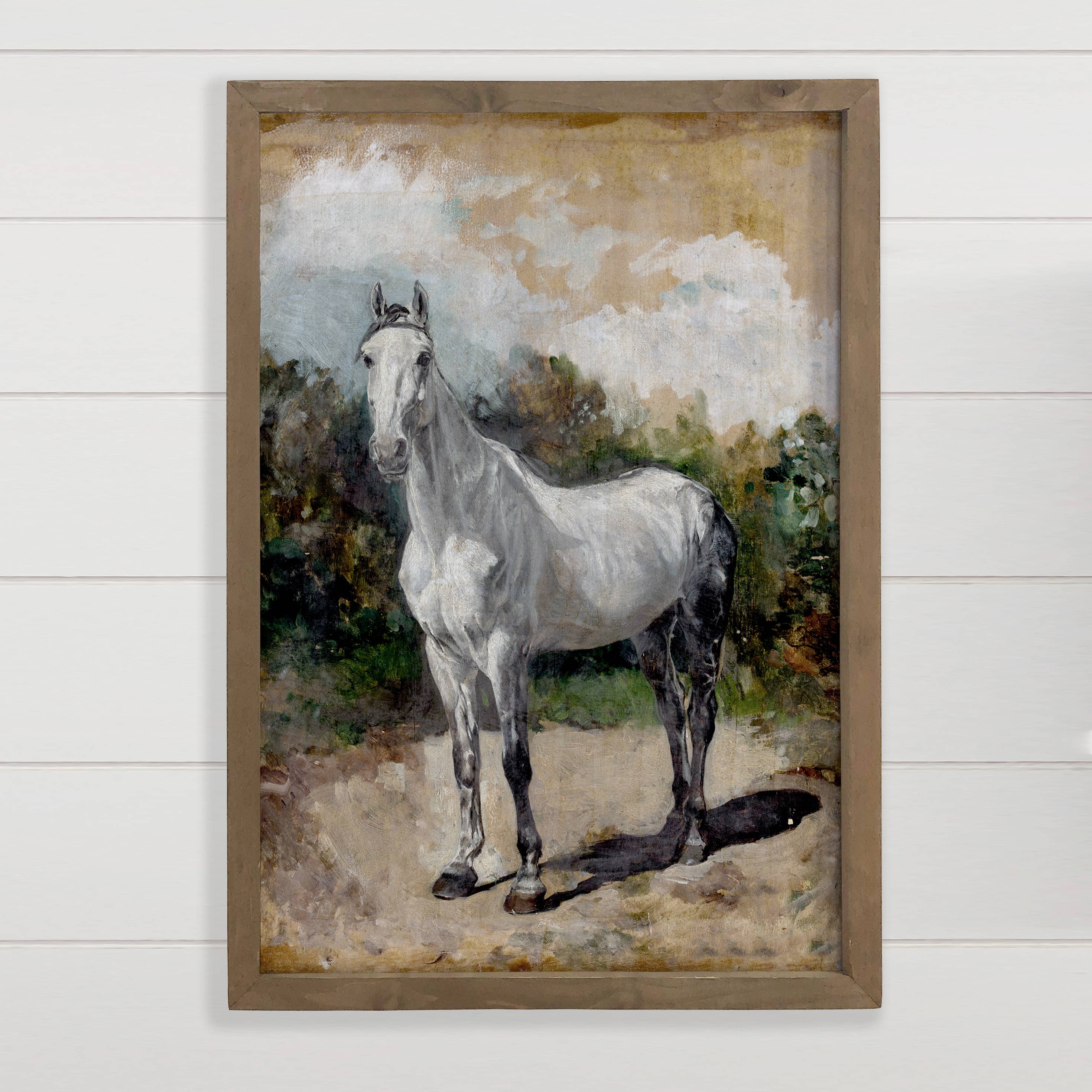 French Horse Painting - Horse Canvas Art - Wood Framed Decor