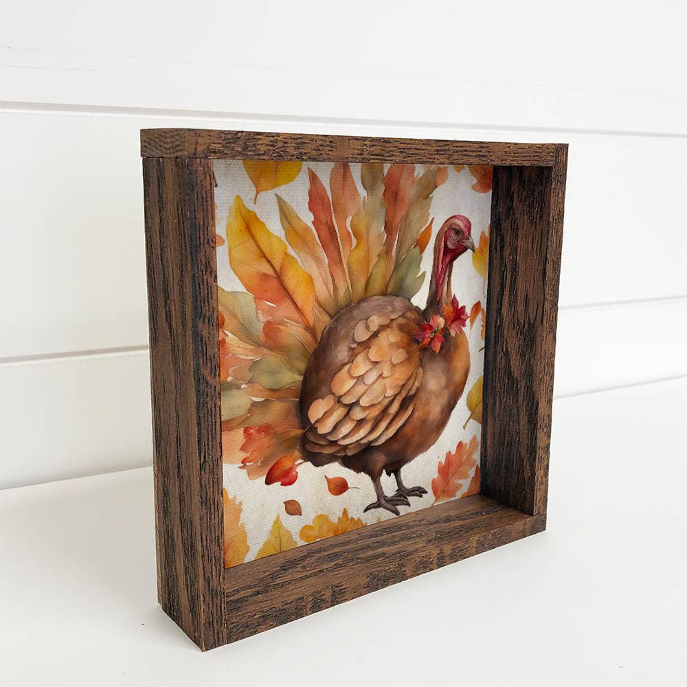 Fall Farm Animal Turkey - Wood Framed Cute Animal Canvas Art