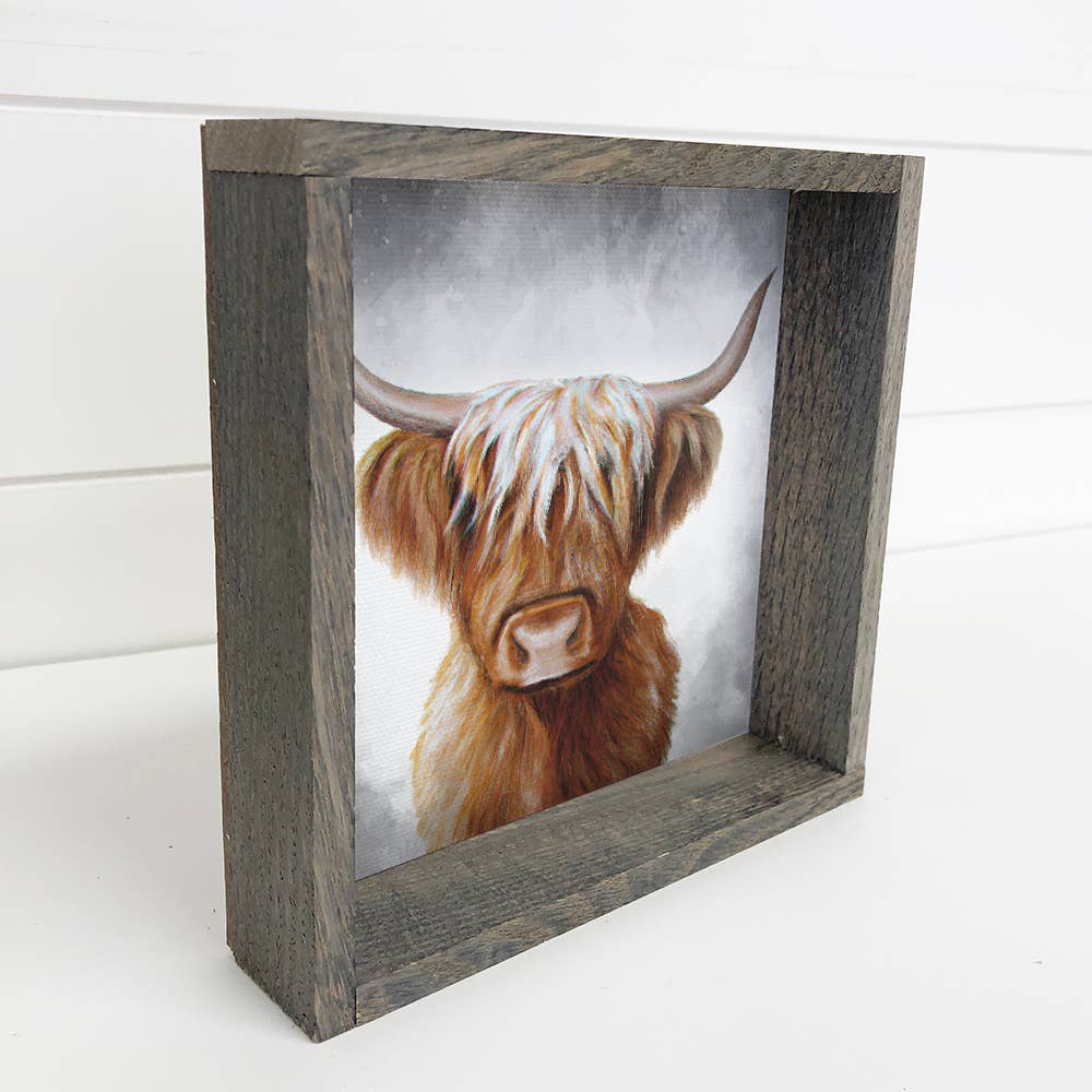 Framed Cow Painting - Highland Cow Painting