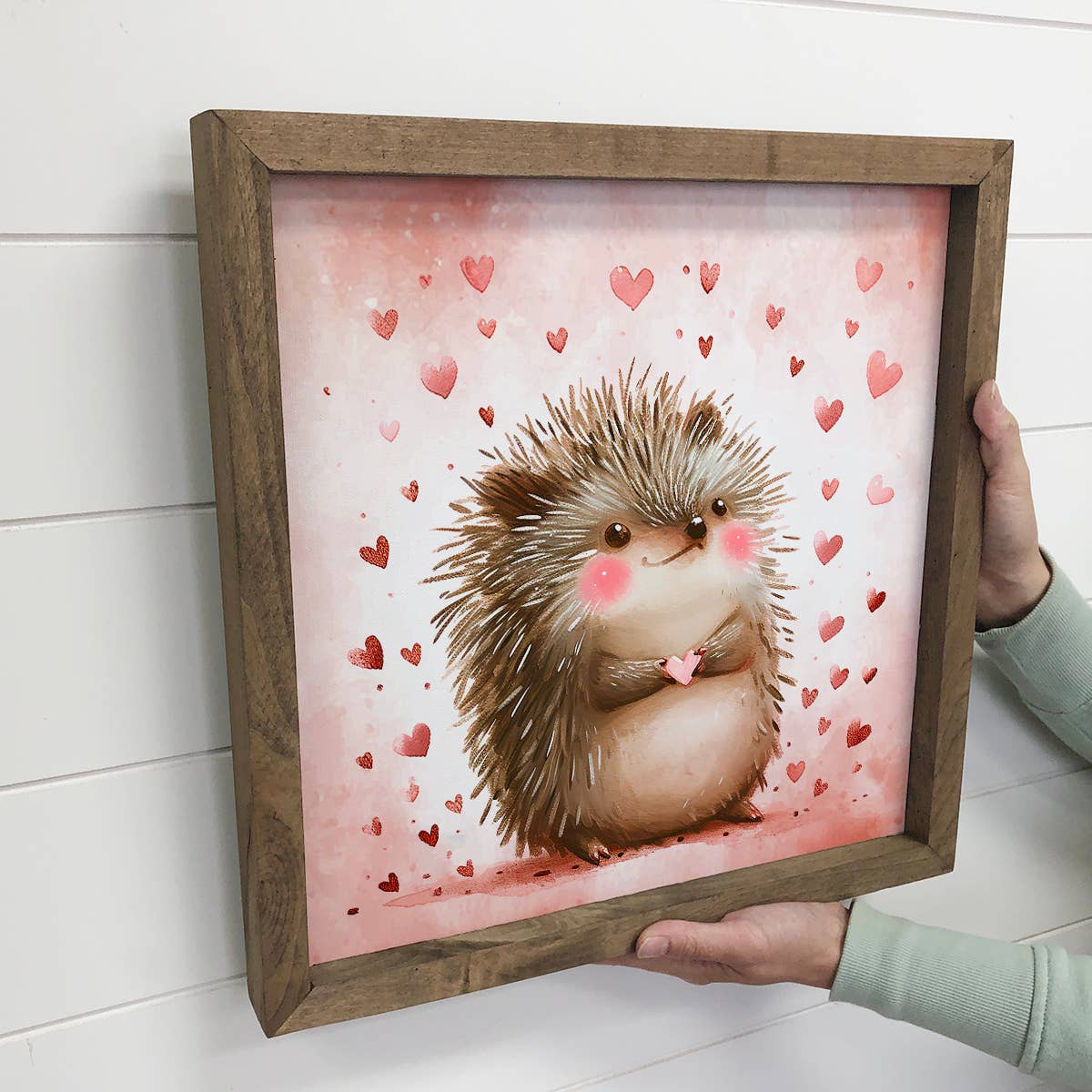 Hedgehog Love Hearts - Cute Hedgehog Canvas Art - Framed Art