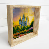 Salt Lake LDS Temple with Green Garden Painting Small Canvas