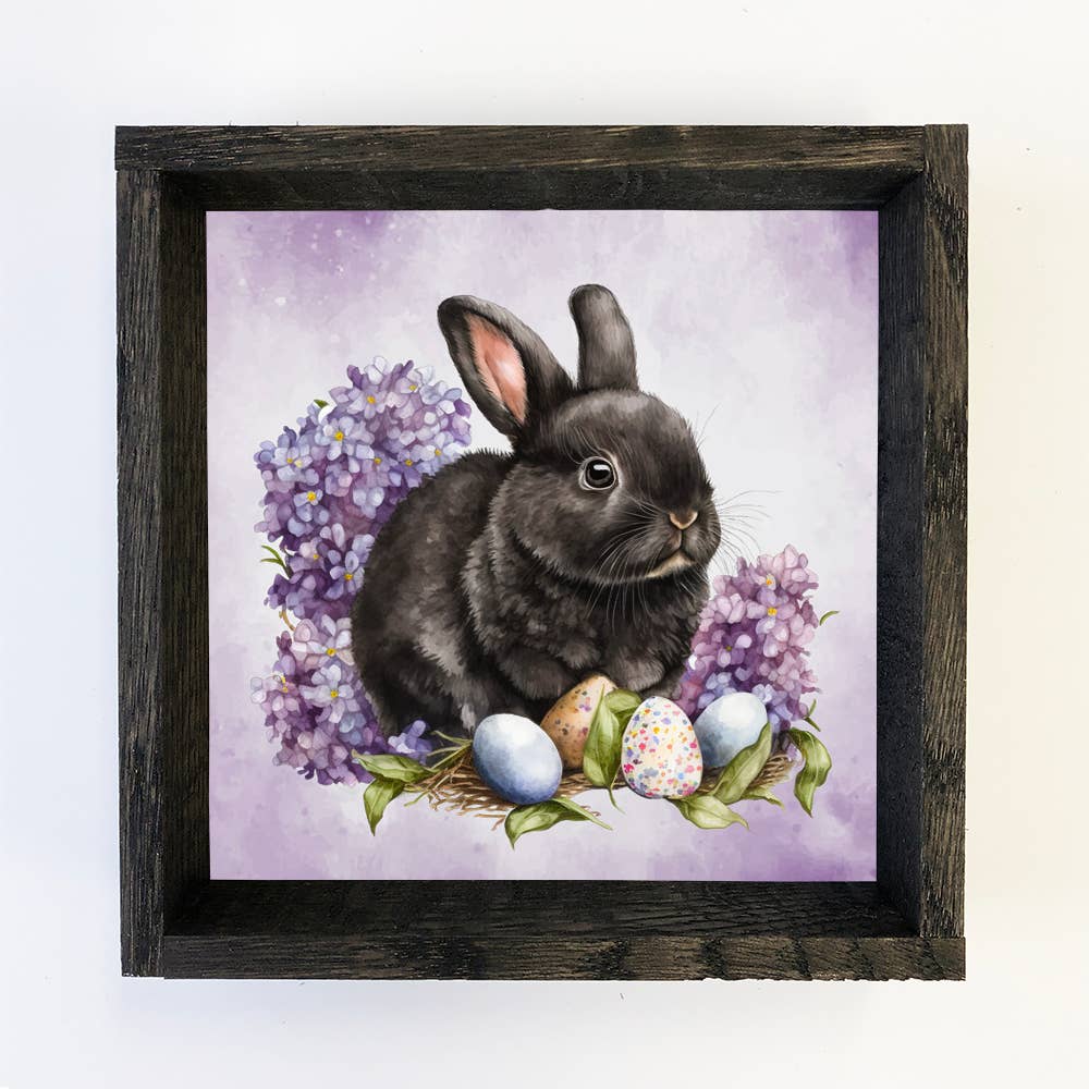 Black Easter Bunny Wall Art - Easter Canvas Wall Art