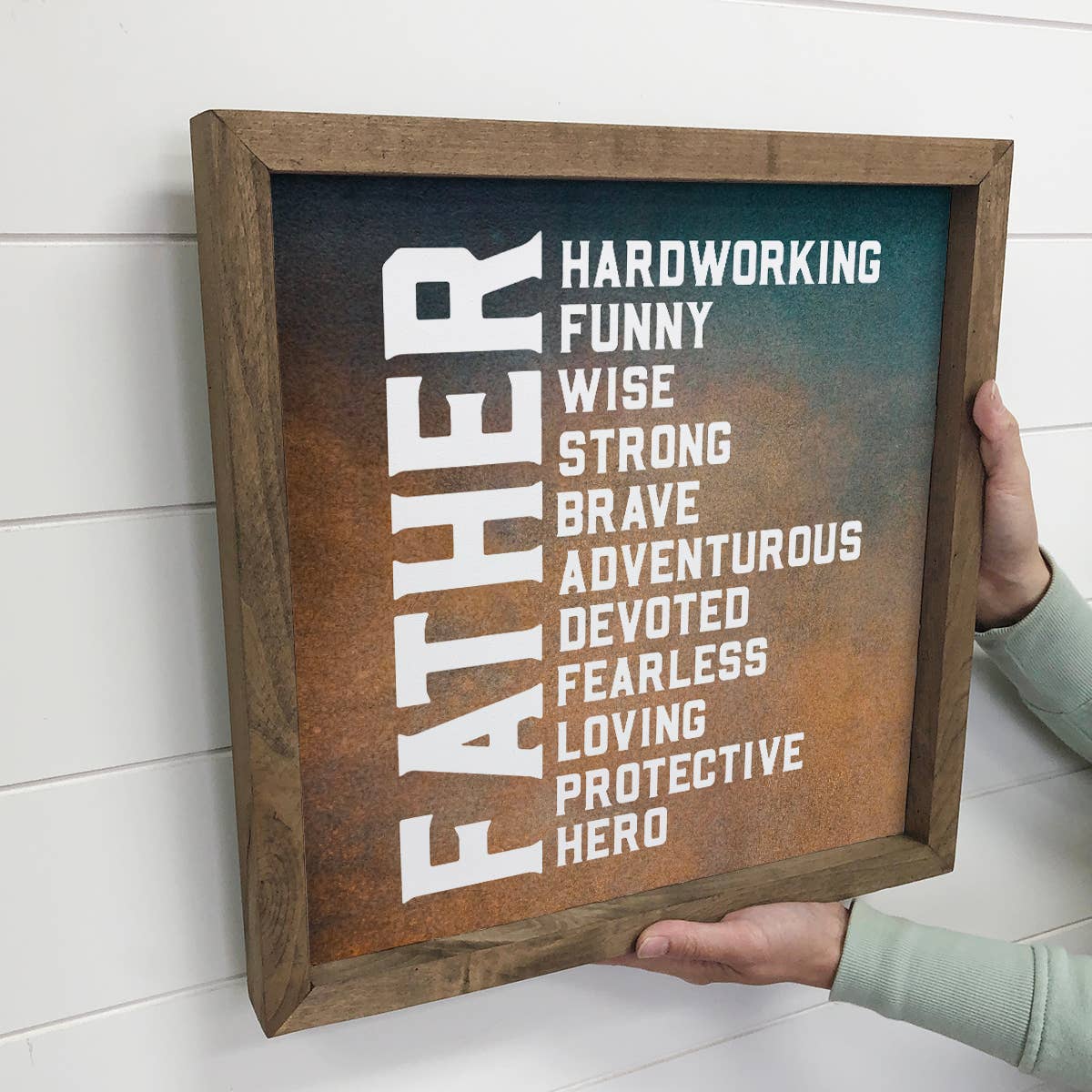 Father Adjective - Fathers Day Gift - Wood Framed Word Art