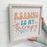 Reading Is My Therapy - Book Lover Word Art - Wood Framed