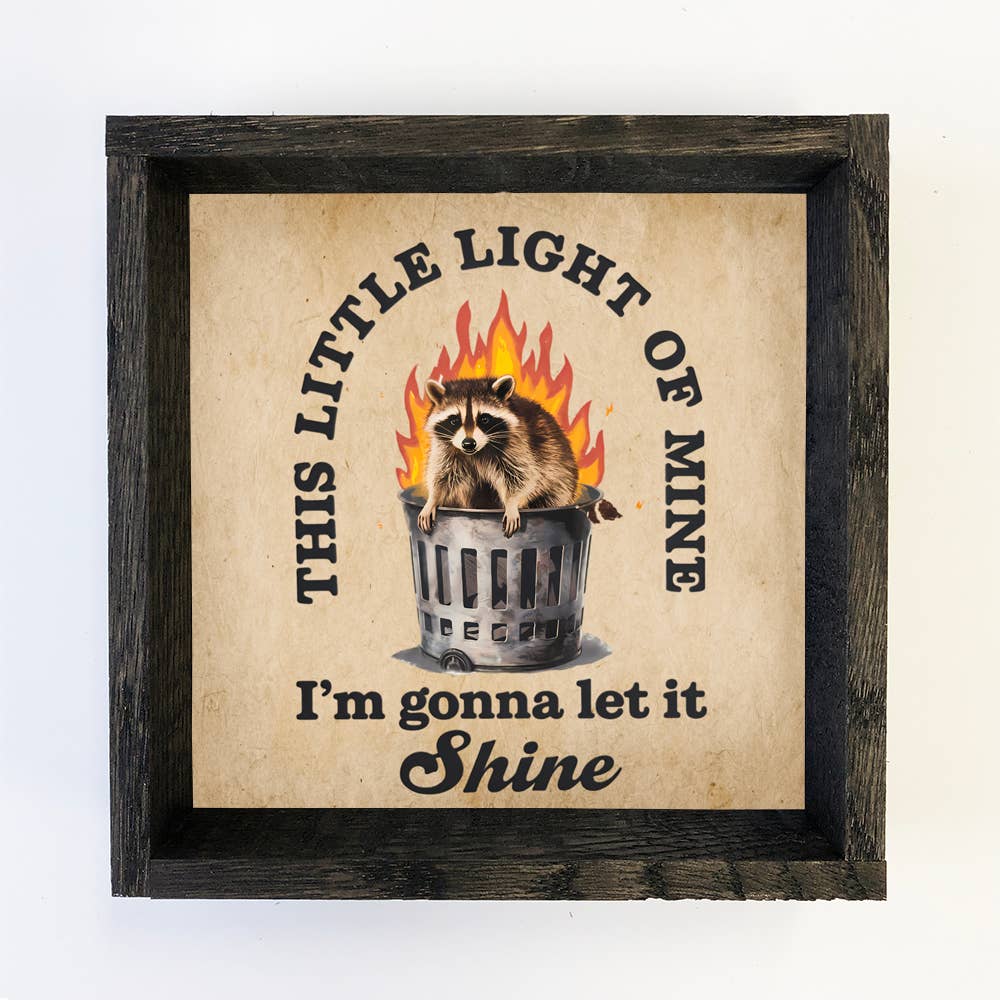 This Little Light of Mine Raccoon - Funny Raccoon Canvas Art