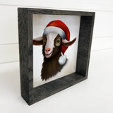 Funny Christmas Signs - Goat with a Santa Hat