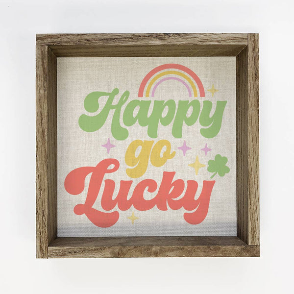 Happy Go Lucky - St Patrick's Day Canvas Art - Wood Framed