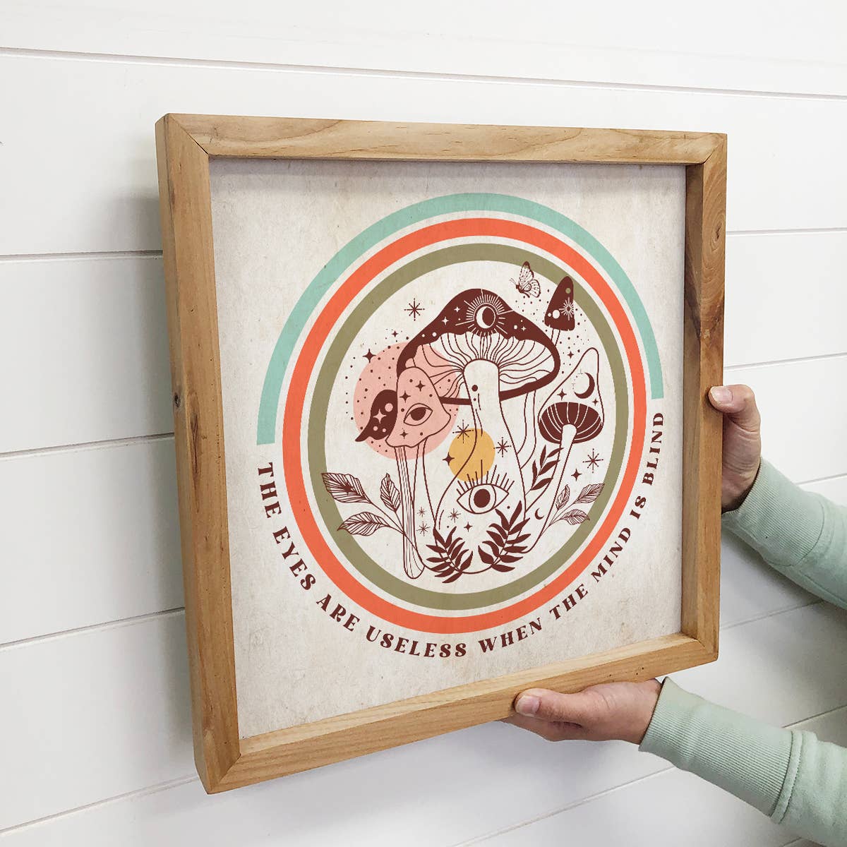 Boho Eyes and Mind Mushrooms - Boho Canvas Art - Framed Art