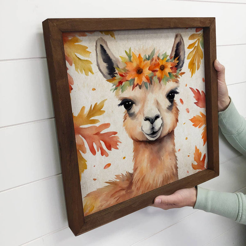Fall Farm Animals Llama - Cute Animal Canvas Art