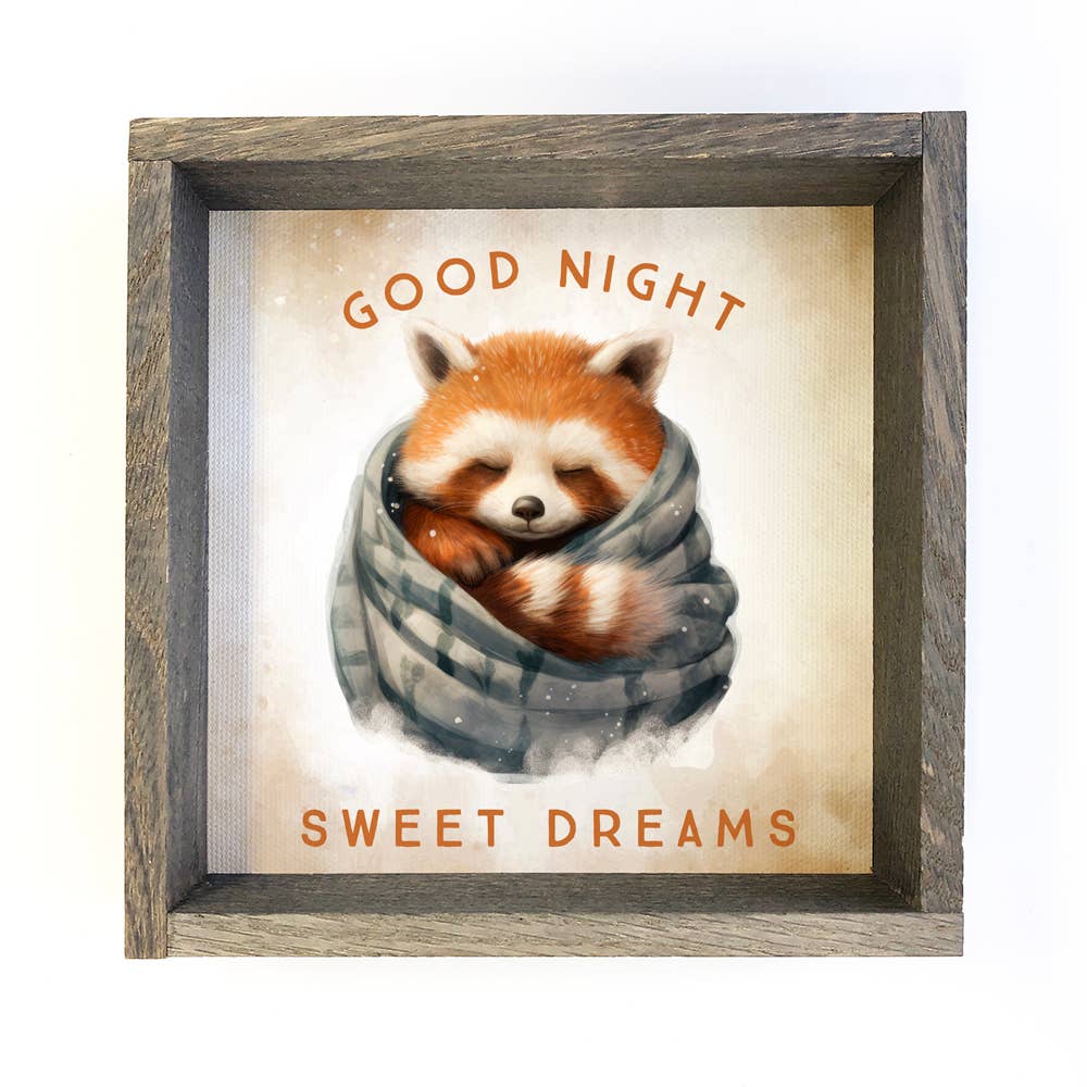 Good Night Red Panda in Blanket - Cute Animal Nursery Art