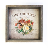 Jardin De Fleurs Vintage French Inspired Roses Wood Sign