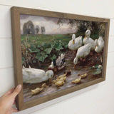 Ducklings Vintage Painting - Duck Canvas Art - Wood Framed