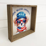 Dog Bless America - Cute American Puppy - 4th of July Art