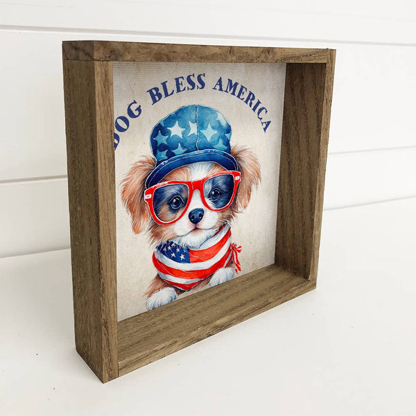 Dog Bless America - Cute American Puppy - 4th of July Art