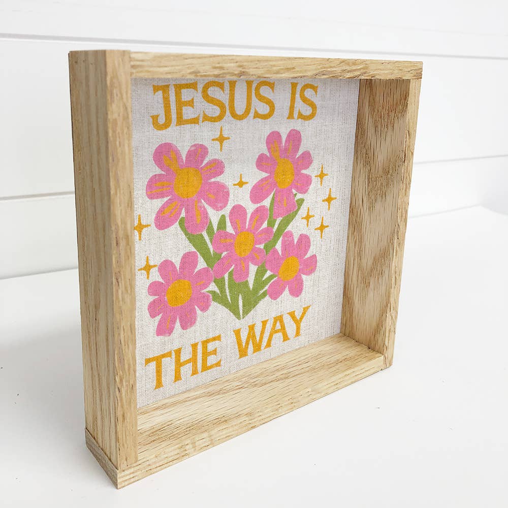 Jesus is the Way - Flower Inspirational Canvas Art - Framed