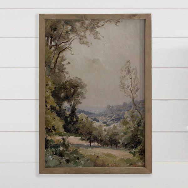 Hillside View - Nature Landscape Canvas Art - Wood Framed