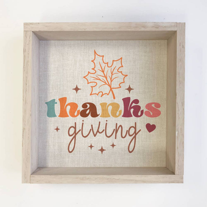 Thanksgiving Retro Sign - Cute Holiday Word Art - Canvas Art