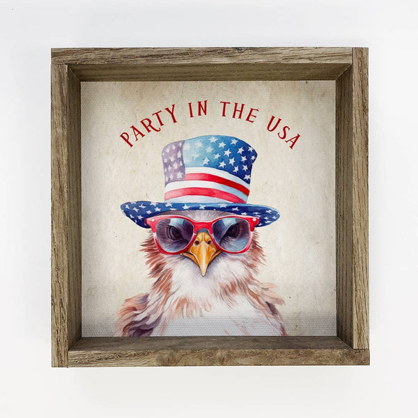 Partying in the USA Chick - Patriotic Wall Art - Cute Chick