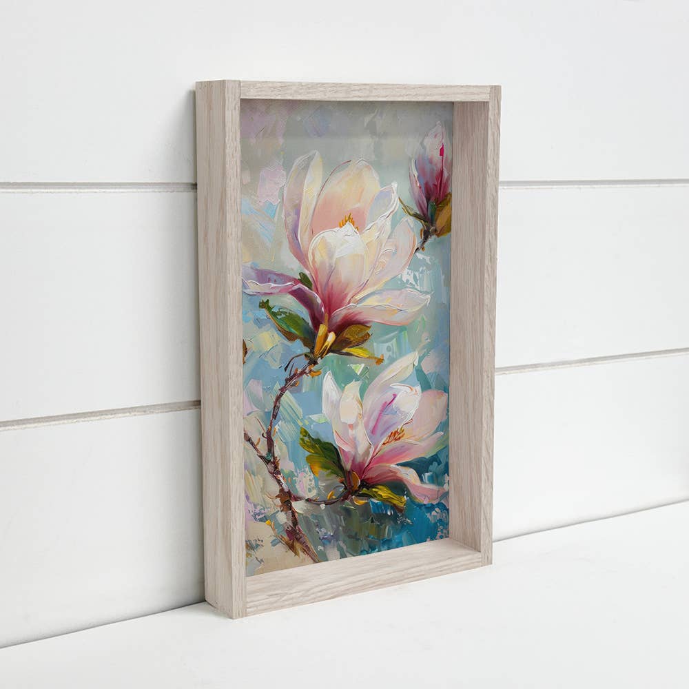 Lively Magnolia - Flower Canvas Art - Wood Framed Wall Art