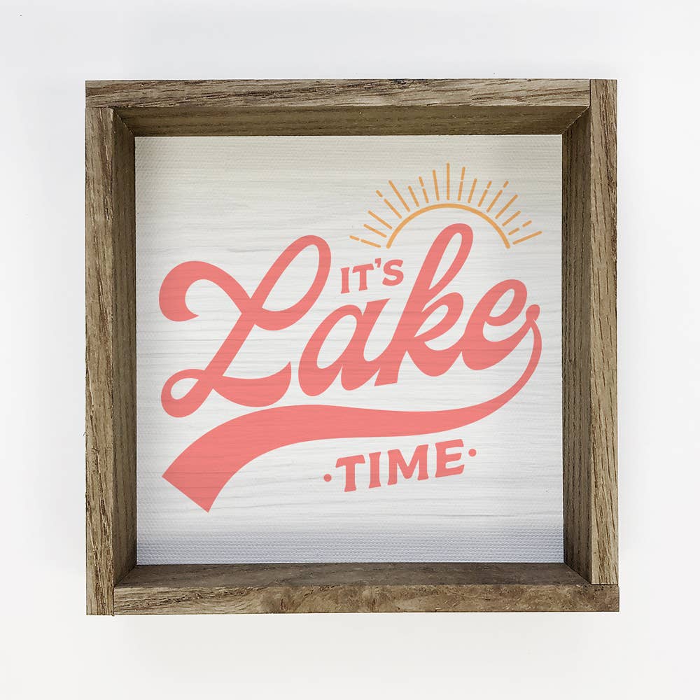 It's Lake Time - Lake Word Sign - Wood Framed Canvas Art