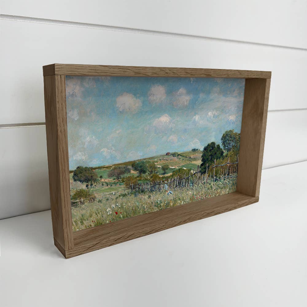 Girls in Meadow - Nature Canvas Art - Wood Framed Wall Art