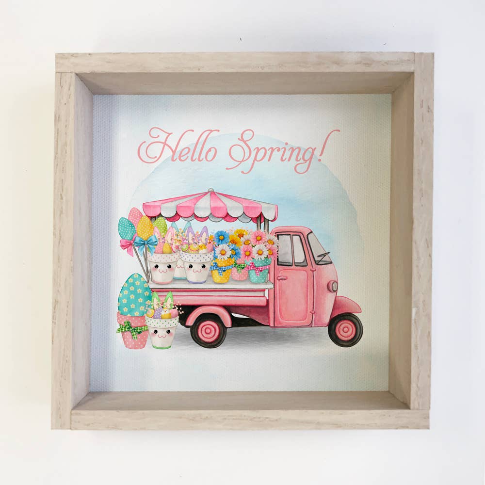 Easter Décor- Hello Spring Easter Truck- Canvas Wall Art