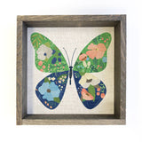 Folksy Poppy Butterfly - Butterfly Canvas Art - Wood Framed