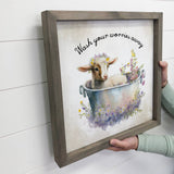 Wash Your Worries Goat Bath - Cute Animal Canvas Wall Art