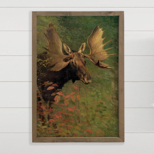 Moose in the Woods - Wildlife Canvas Art - Wood Framed Decor