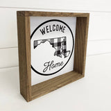 Maryland Wood Sign - Welcome Home Buffalo Plaid Farmhouse