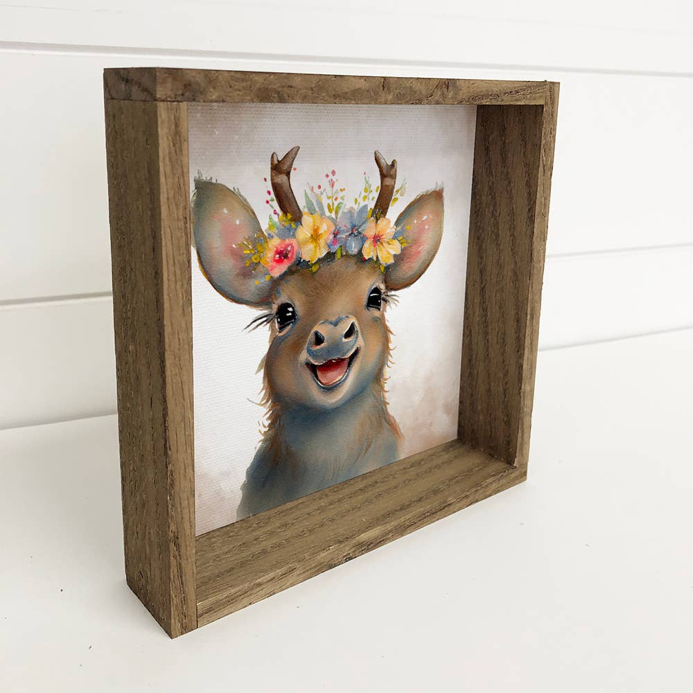 Cute Flower Reindeer -  Baby Reindeer with Flower Crown