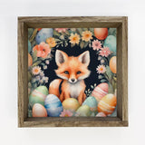 Easter Egg Fox - Cute Springtime Fox Canvas Art - Framed