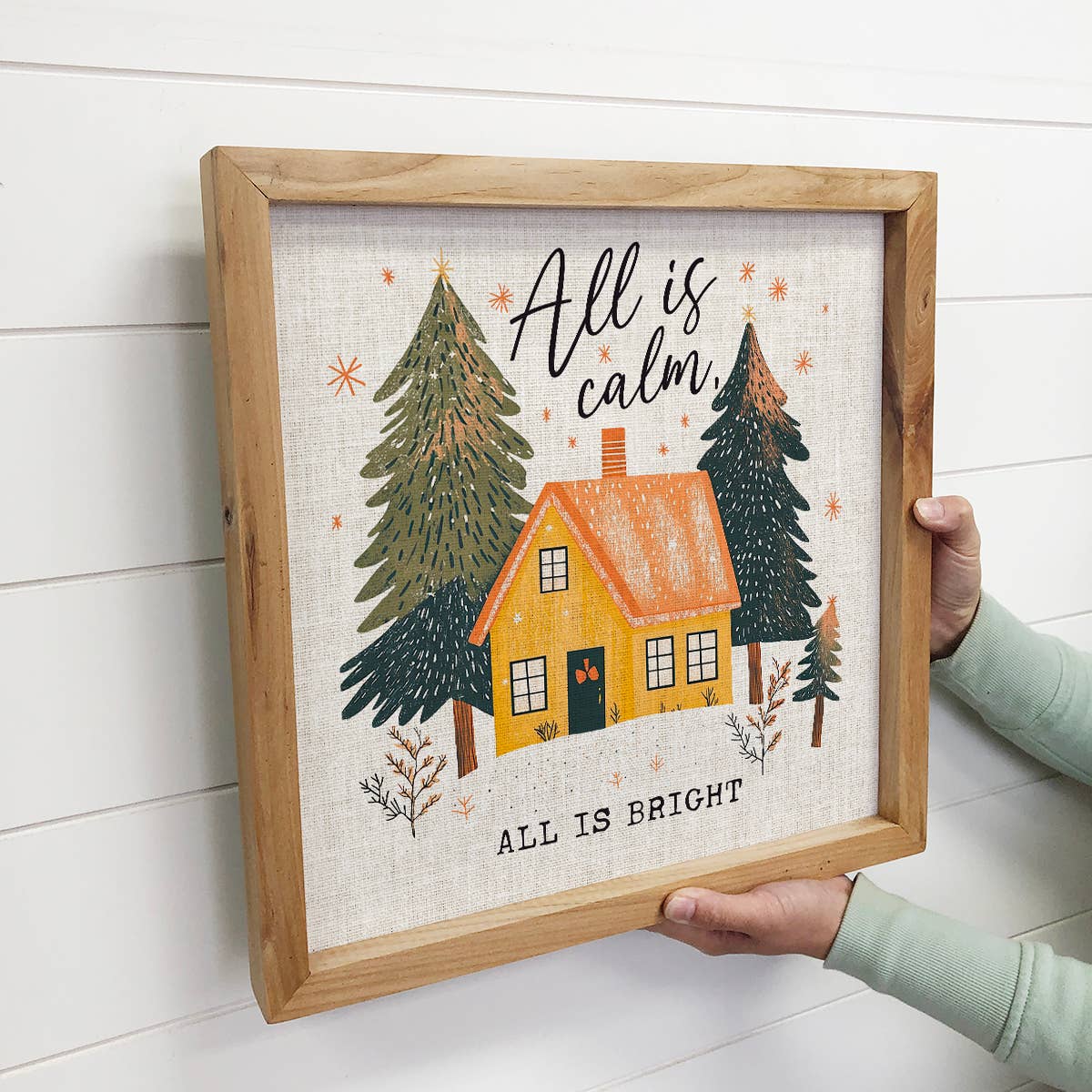 All is Calm All is Bright Christmas House - Christmas Canvas