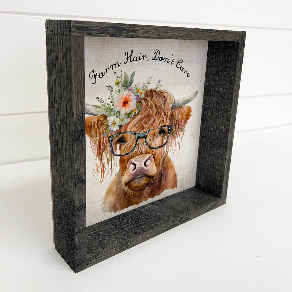 Farm Hair Don't Care - Funny Cow Art - Farm Animal Wall Art