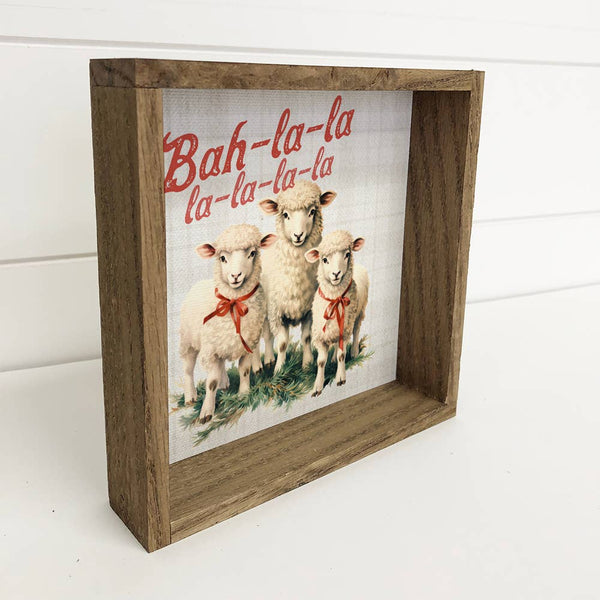 Christmas Sheep - Framed Holiday Canvas Art - Farmhouse Art