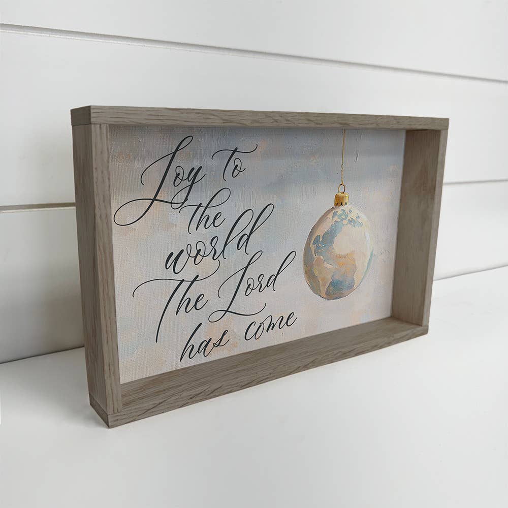 Joy to the World - Cute Holiday Sign Canvas Art - Wood Frame