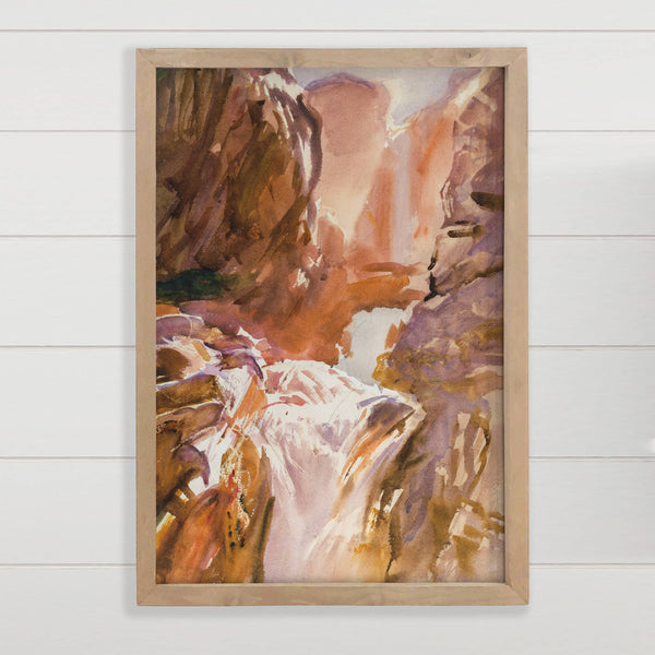 Desert Waterfall - Framed Nature Art - Desert Canvas Art