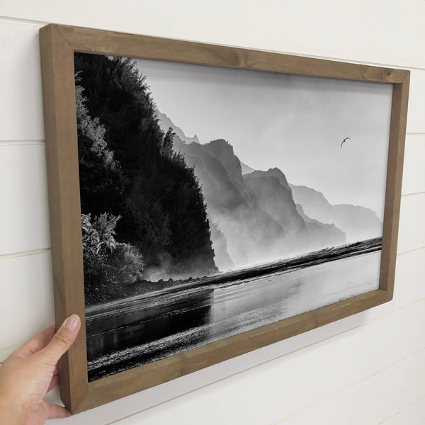 Napali Coast - Black & White Nature Photograph - Framed Art