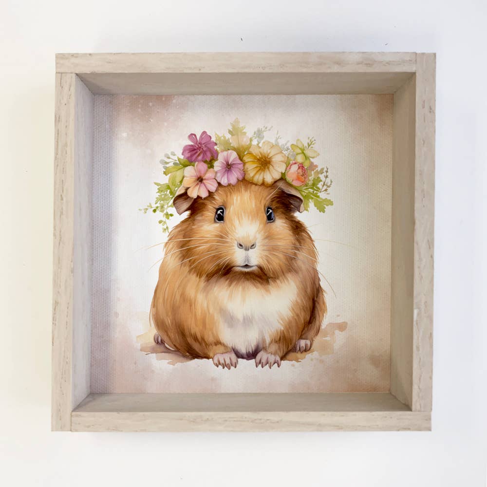 Springtime Flower Guinea Pig - Cute Guinea Pig Canvas Art