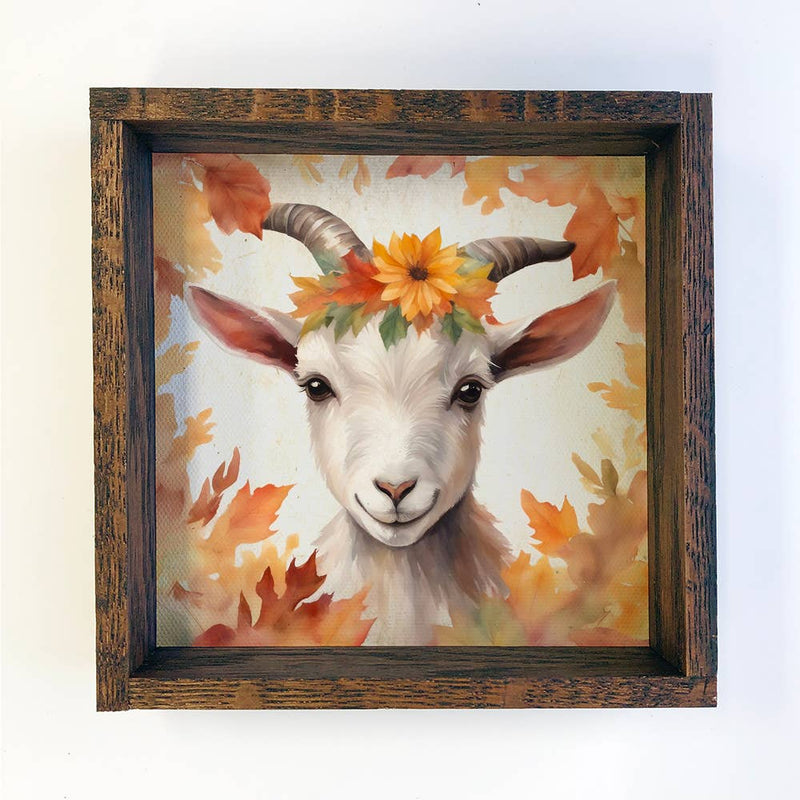 Fall Farm Animals Baby Goat- Cute Baby Animal Canvas Art