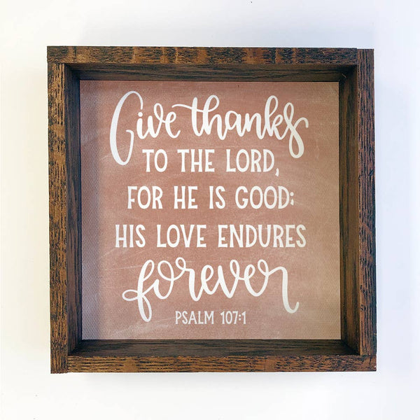 Give Thanks to the Lord Wall Art - Scripture Canvas Artwork