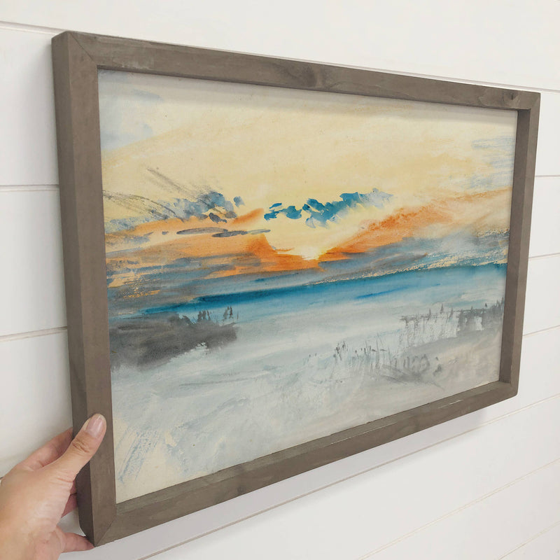 Abstract Water Sunset - Beach House Canvas Art - Framed Art