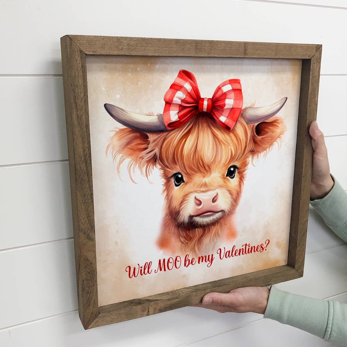 Will Moo Be My Valentine Highland Cow - Cow Canvas Art