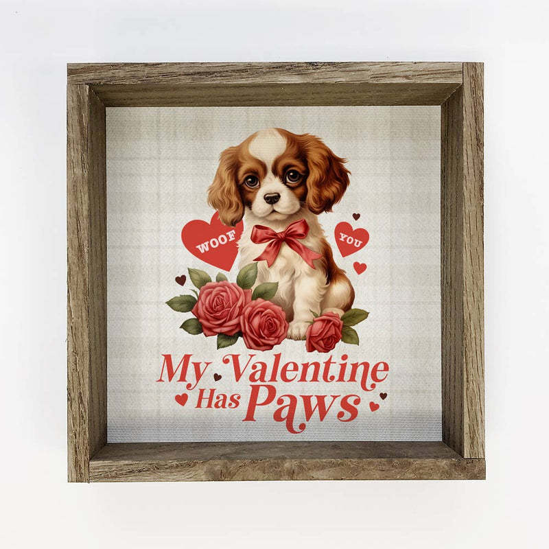 Vintage Valentines Dog Paws - Valentines Day Canvas Art