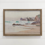 Breakers on Rocky Beach - Beach Landscape Canvas Art - Frame