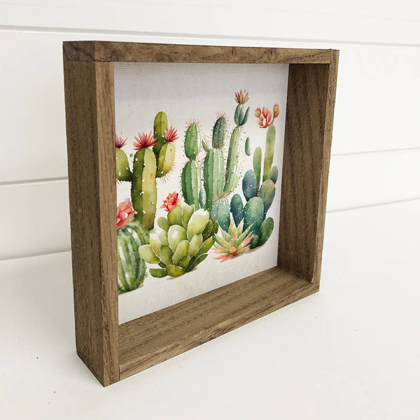 Watercolor Cacti - Desert Cactus with Spring Blooms - Spring