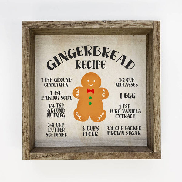 Gingerbread Cookie Christmas Recipe Small Canvas Sign