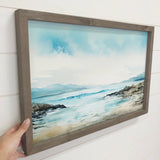 Blue Beach - Nature Canvas Art - Wood Framed Wall Art