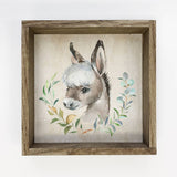 Watercolor Farm Donkey Small Canvas Decor